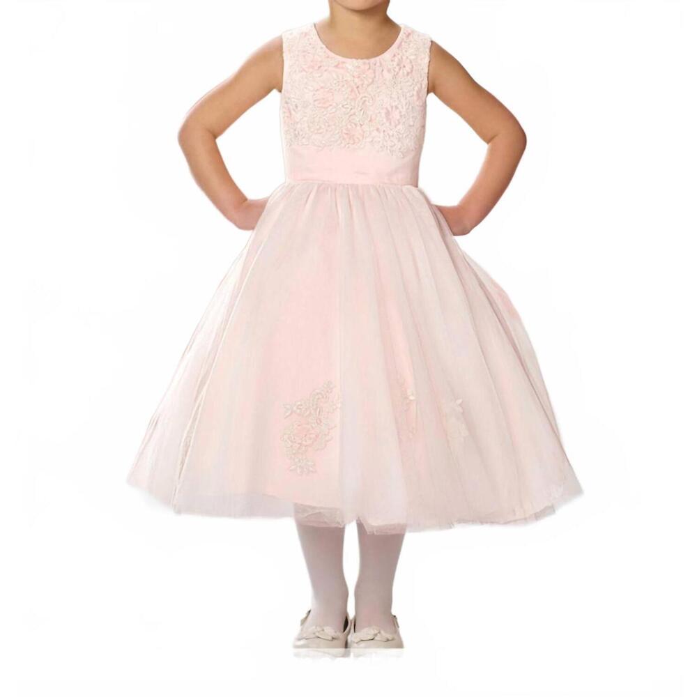 NEW JOAN CALABRESE toddler lace applique flower bodice dress in blush pink